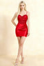 Abigail Red Corset Ruched Mini Dress with Strap
