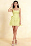 Adelaide Yellow Floral Jacquard Mini Dress with Bow Detail
