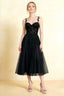 Adeline Black Lace Corset Fit and Flare Midi Dress