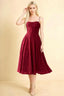Aileen Burgundy Jacquard Pleated Lace-up Midi Dress