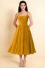 Alana Butterscotch Jacquard Pearl Midi Dress with Pockets