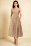 Alana Champagne Jacquard Pearl Midi Dress with Pockets