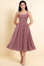 Alana Dusty Pink Jacquard Pearl Midi Dress with Pockets