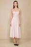 Alina Blush Satin Crisscross Lace-Up Back Midi Dress