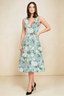 Alison Blue Floral V-Neck Structured Midi Dress