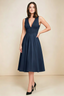 Alison Navy V-Neck Structured Midi Dress