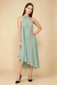 Alma Agave Chiffon One Shoulder Midi Dress with Scarf