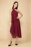 Alma Burgundy Chiffon One Shoulder Midi Dress with Scarf