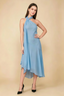 Alma Powder Blue Chiffon One Shoulder Midi Dress with Scarf