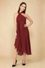 Alma Rust Chiffon One Shoulder Midi Dress with Scarf