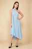 Alma Sky Blue Chiffon One Shoulder Midi Dress with Scarf