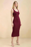 Alvina Burgundy Scoop Neck Bodycon Midi Dress