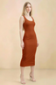 Alvina Paprika Scoop Neck Bodycon Midi Dress