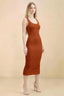 Alvina Paprika Scoop Neck Bodycon Midi Dress