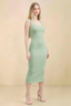 Alvina Sage Green Scoop Neck Bodycon Midi Dress