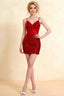 Amanda Red Sequin Corset Mini Dress with V-Neck