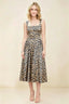 Anabelle Brown Leopard Print Sleeveless Square Neck Midi Dress