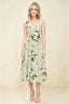 Anabelle Green Floral Sleeveless Square Neck Midi Dress