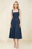Anabelle Navy Sleeveless Square Neck Midi Dress