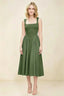 Anabelle Olive Sleeveless Square Neck Midi Dress