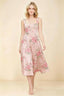 Anabelle Pink Floral Sleeveless Square Neck Midi Dress