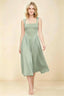 Anabelle Sage Green Sleeveless Square Neck Midi Dress