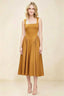 Anabelle Yellow Sleeveless Square Neck Midi Dress
