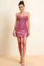 Andrea Dusty Pink Bodycon Sweetheart Neck Mini Dress with Slit