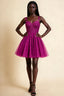 Angela Fuchsia Lace Corset Spaghetti Straps Mini Dress