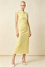 Anita Lemon Draped Neck Cap Sleeve Midi Dress