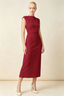 Anita Red Draped Neck Cap Sleeve Midi Dress