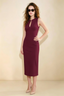 Annabel Burgundy Keyhole Neck Sleeveless Bodycon Midi Dress