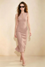 Annabel Dusty Rose Keyhole Neck Sleeveless Bodycon Midi Dress
