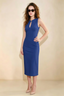 Annabel Royal Blue Keyhole Neck Sleeveless Bodycon Midi Dress