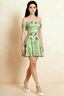 Anne Green Floral Satin Off the Shoulder Corset Mini Dress