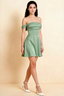 Anne Light Green Satin Off the Shoulder Corset Mini Dress