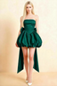 Annie Emerald Green Satin Corset Bow Mini Dress with Bubble Hems