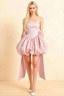 Annie Light Pink Satin Corset Bow Mini Dress with Bubble Hems