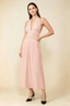 Arabella Light Pink Halter Open Back Pleated Midi Dress