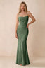 Front studio view of Bess eucalyptus floral burnout maxi dress with a draped cowl neckline and thin straps