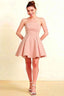 Beverly Pink Satin Strapless Open Back Mini Skater Dress