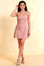 LVLVS Pink Bianca Dress square neck mini halter crepe with flower detail for Bridesmaid Semi - Formal Cocktail Party