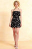 Bridget Black Polka Dot Halter Mini Dress with Square Neck