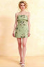 Bridget Green Floral Halter Mini Dress with Square Neck