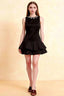 Camille Black Sleeveless Rhinestone Mini Dress with Ruffles
