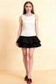 Camille White and Black Sleeveless Rhinestone Mini Dress with Ruffles