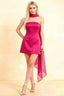 Candice Hot Pink Strapless Mini Dress with Neck Scarf