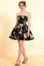 Cara Black Floral Women's Smocked-bodice Fit & Flare Mini Dress