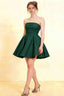 LVLVS Cara Emerald Green Women's Smocked-Bodice Fit & Flare Mini Dress | Elegant Bridesmaid Dress for Semi-Formal Weddings | Stretch Crepe Cocktail Party Dress | Classy Homecoming Dress