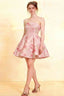 LVLVS Women's Cara Light Pink Floral Smocked Bodice Fit & Flare Mini Dress for Bridesmaid and Cocktail Parties